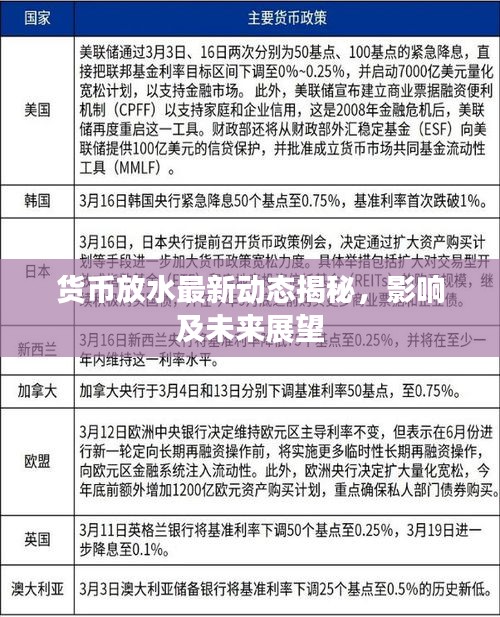 货币放水最新动态揭秘，影响及未来展望