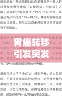 胃癌转移引发突发癫痫，症状与应对之策
